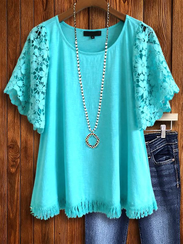 Ocean Breeze Lace Sleeve Tunic