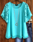 Ocean Breeze Lace Sleeve Tunic