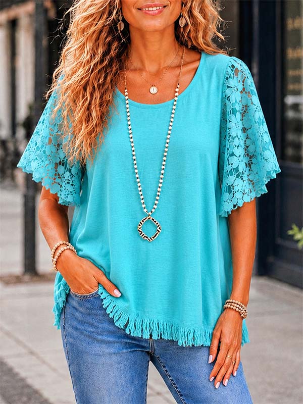 Ocean Breeze Lace Sleeve Tunic