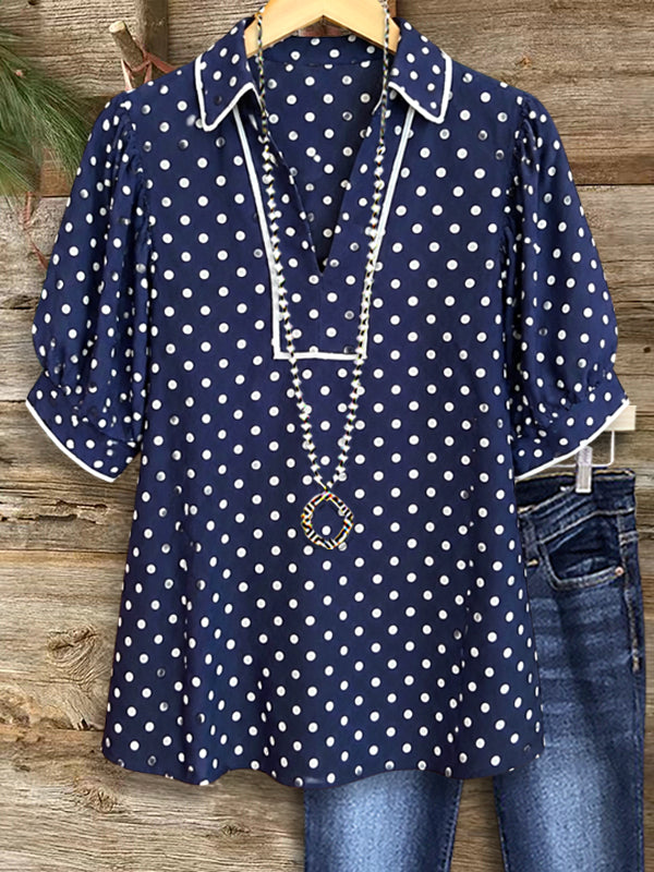 Navy Harbor Polka Dot Blouse