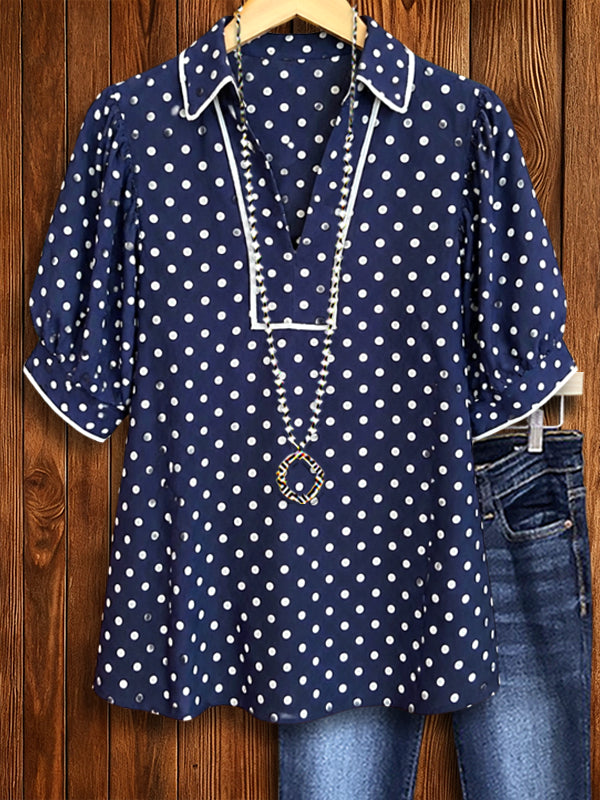 Navy Harbor Polka Dot Blouse