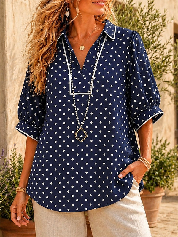 Navy Harbor Polka Dot Blouse