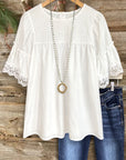 White Lace Pintuck Blouse