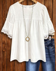 White Lace Pintuck Blouse