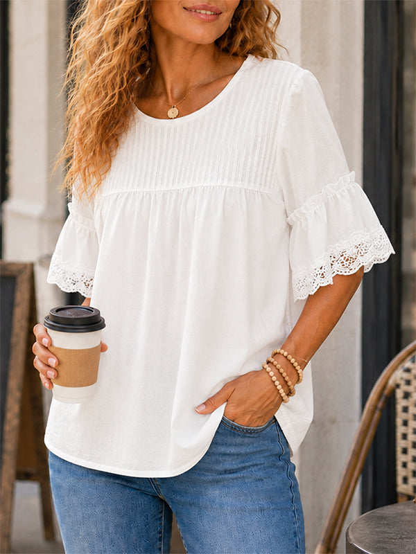 White Lace Pintuck Blouse