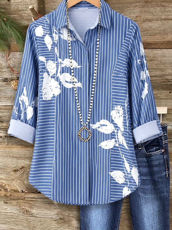 Coastal Bloom Stripe Shirt