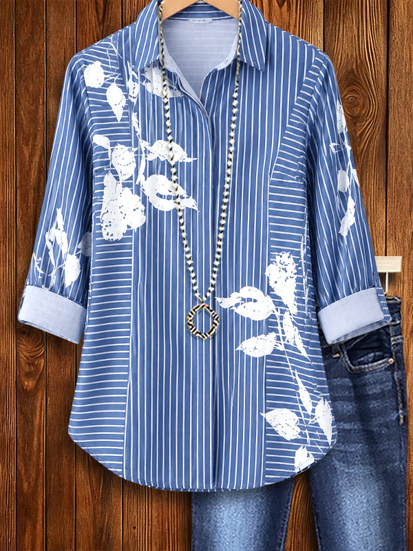 Coastal Bloom Stripe Shirt