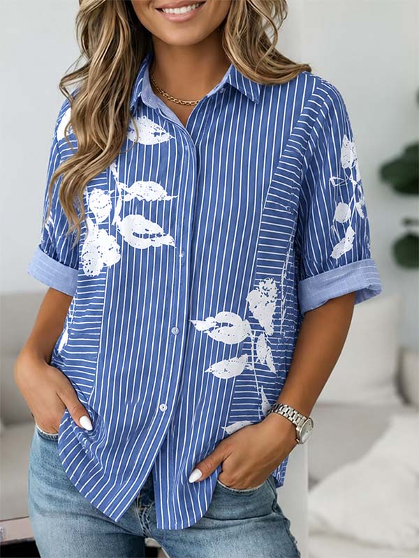 Coastal Bloom Stripe Shirt