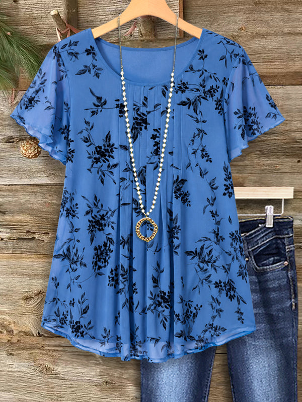 Sapphire Garden Flutter Top