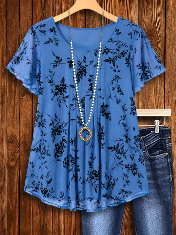 Sapphire Garden Flutter Top