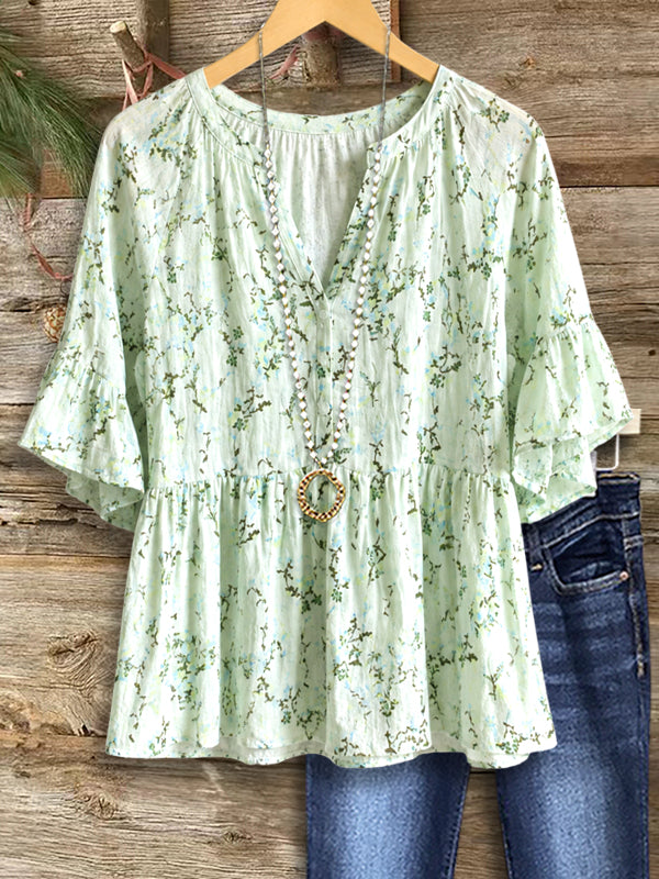 Sage Blossom Peplum Top