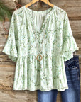 Sage Blossom Peplum Top