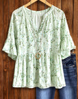 Sage Blossom Peplum Top