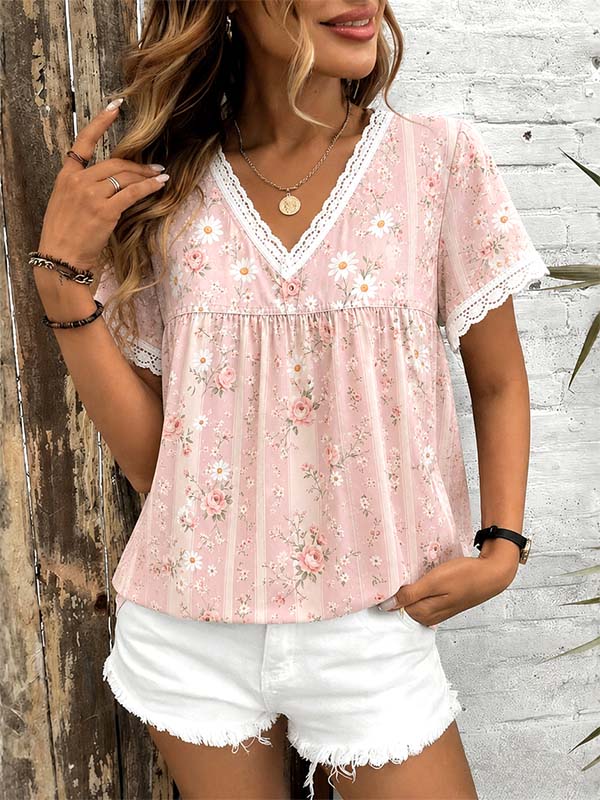 Rose Garden Lace Trim Tee