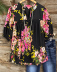 Midnight Garden Smocked Peasant Blouse