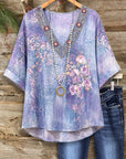 Lavender Meadow Embroidered V-Neck Top