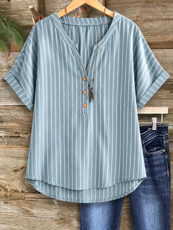 Coastal Stripe Relaxed Henley Top