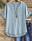 Coastal Stripe Relaxed Henley Top
