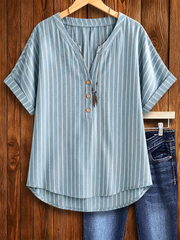 Coastal Stripe Relaxed Henley Top
