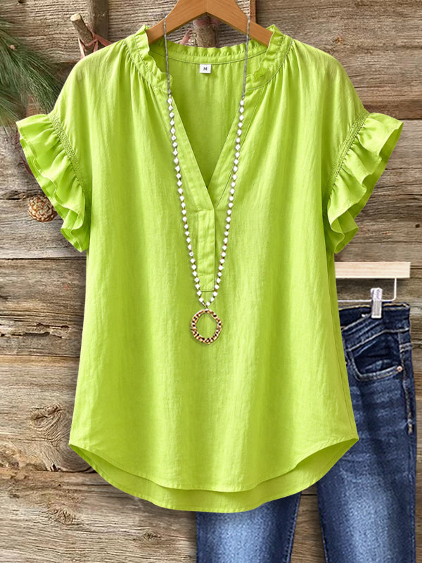 Fresh Lime Ruffle Sleeve Blouse