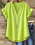 Fresh Lime Ruffle Sleeve Blouse