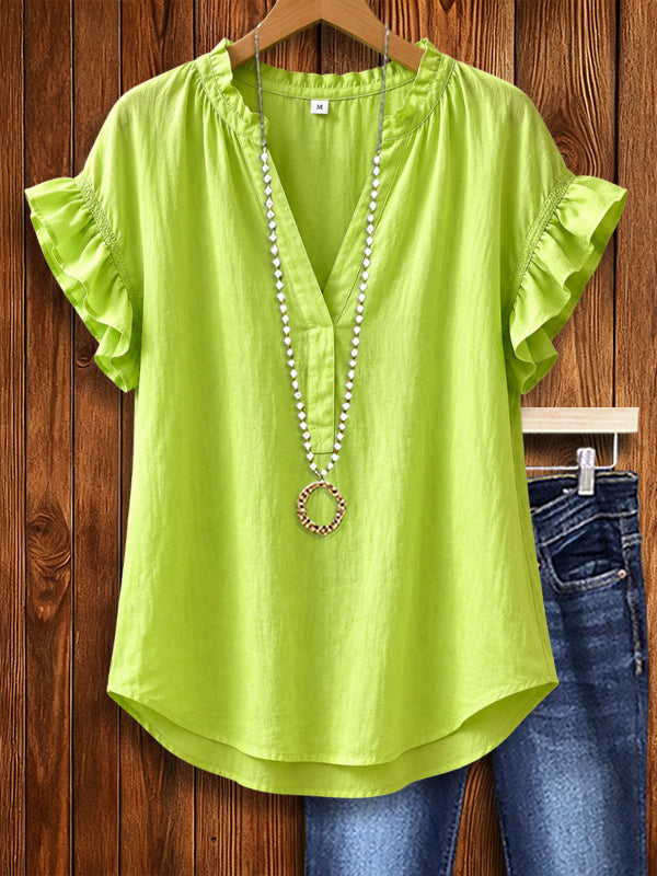 Fresh Lime Ruffle Sleeve Blouse