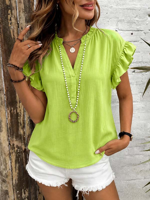 Fresh Lime Ruffle Sleeve Blouse