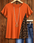 Flutter Sleeve Leopard Panel Tee