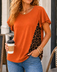 Flutter Sleeve Leopard Panel Tee