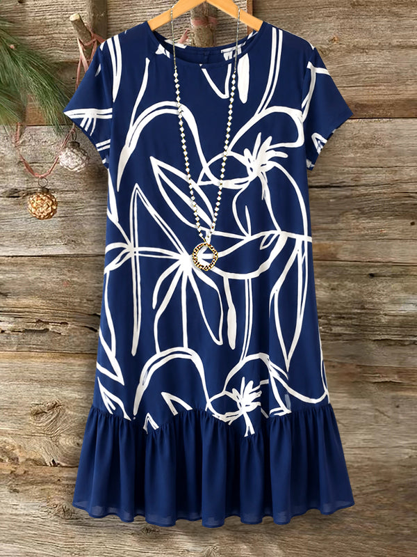 Floral Print Ruffle Hem Dress