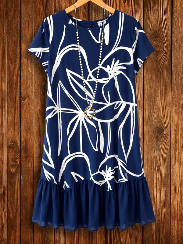 Floral Print Ruffle Hem Dress