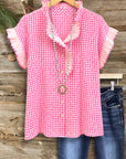Sweet Magnolia Ruffle Gingham Blouse