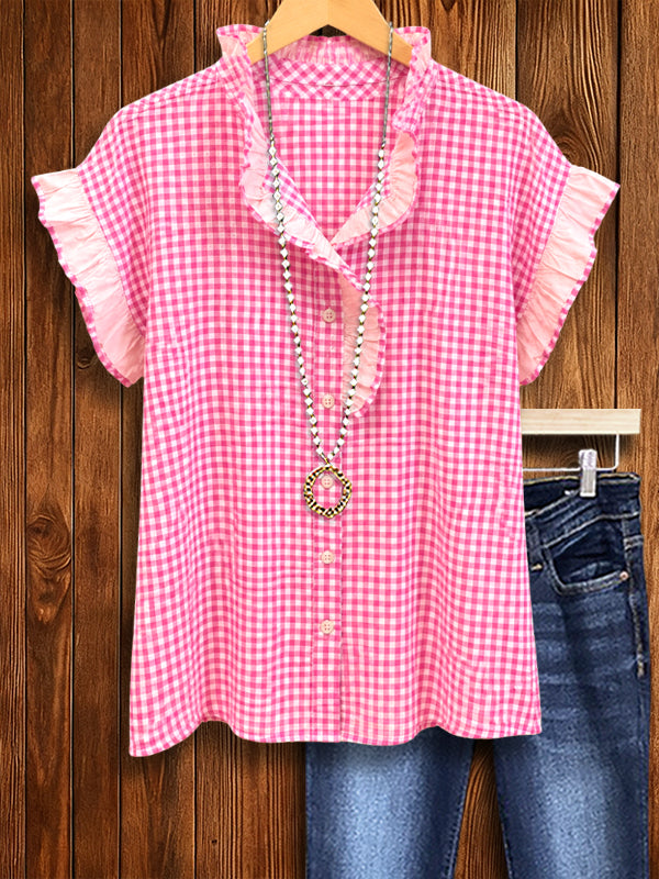 Sweet Magnolia Ruffle Gingham Blouse