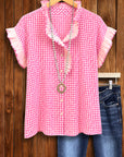 Sweet Magnolia Ruffle Gingham Blouse