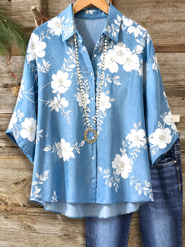 Coastal Bloom Chambray Shirt