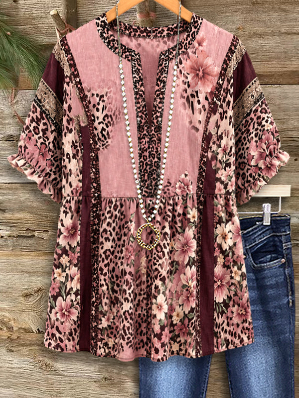 Wild Rose Patchwork Babydoll Top