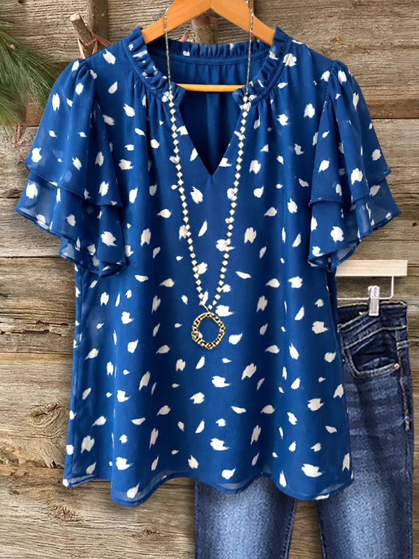 Midnight Sky Flutter Sleeve Blouse