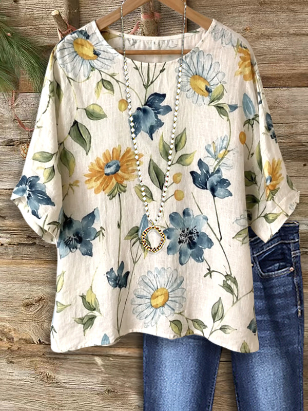 Meadow Daisy Linen Top