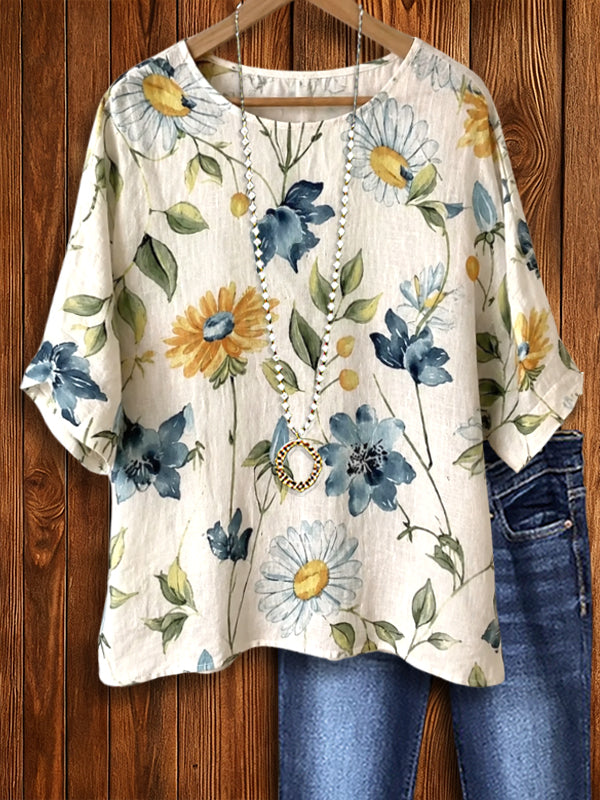Meadow Daisy Linen Top