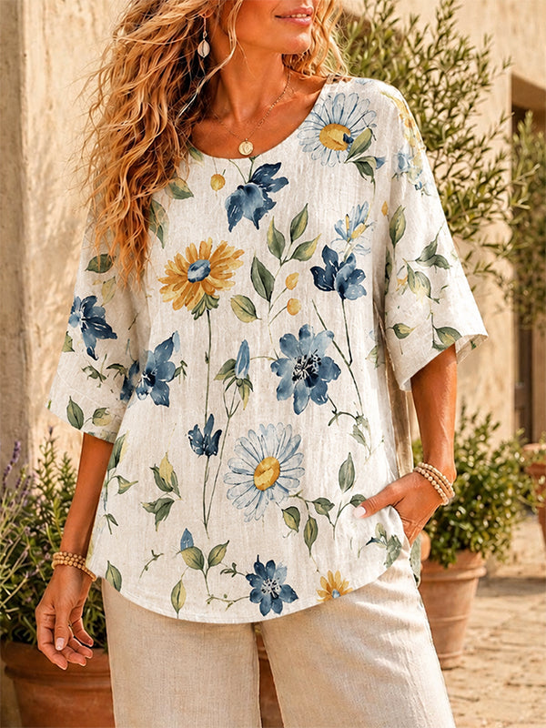 Meadow Daisy Linen Top