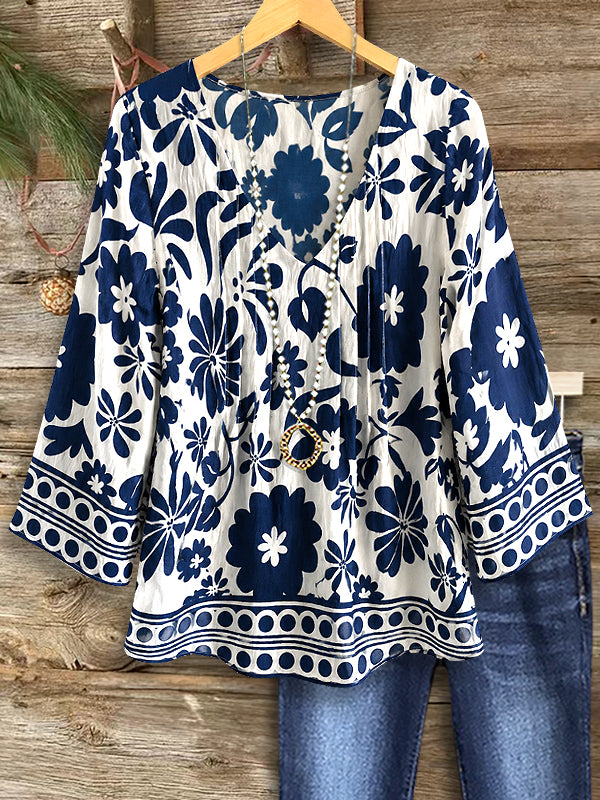 Indigo Bloom Vintage Blouse
