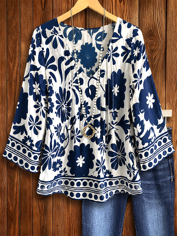 Indigo Bloom Vintage Blouse
