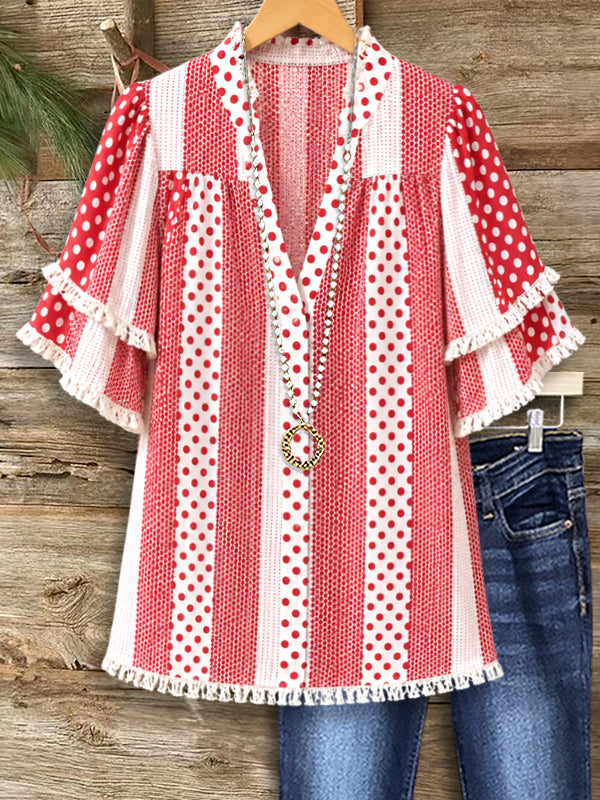 Rodeo Stripe Polka Boho Top