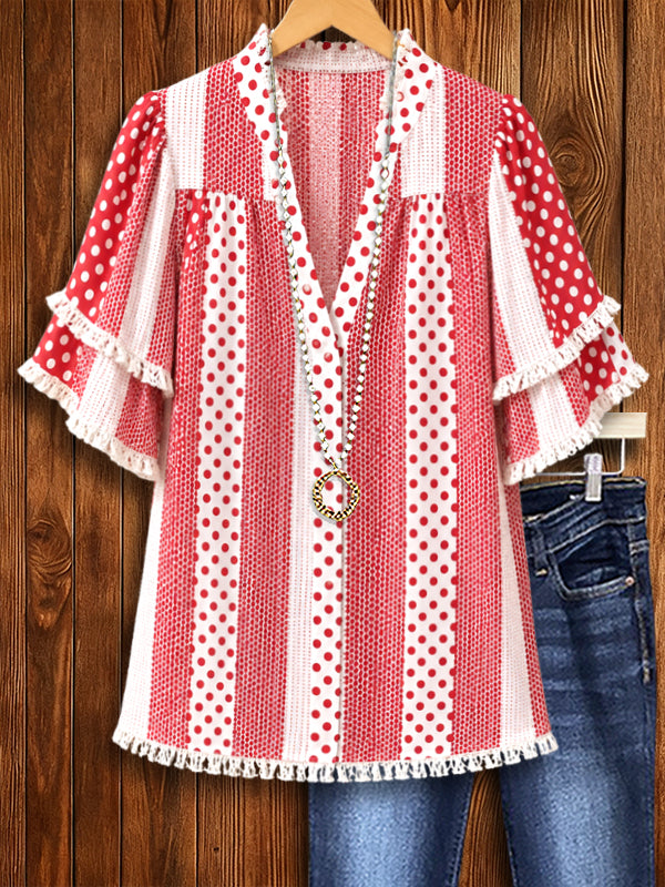 Rodeo Stripe Polka Boho Top