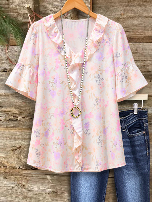 Pastel Garden Ruffle Blouse