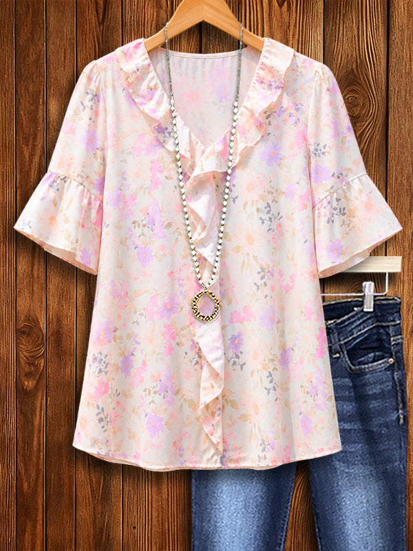 Pastel Garden Ruffle Blouse