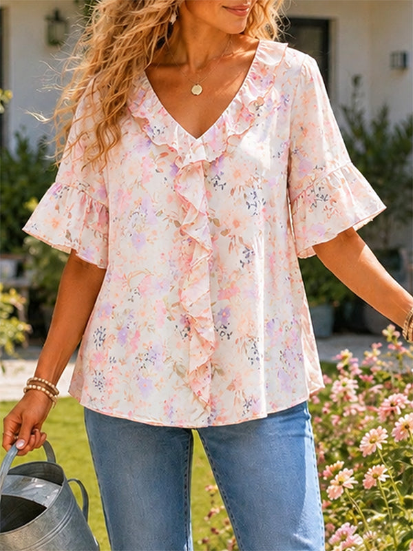 Pastel Garden Ruffle Blouse