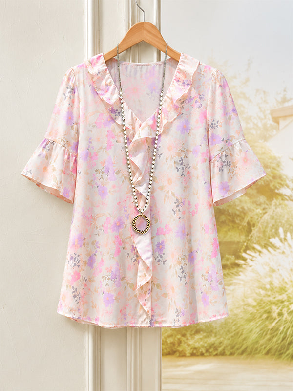 Pastel Garden Ruffle Blouse