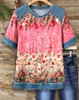Denim Bloom Patchwork Tee