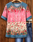 Denim Bloom Patchwork Tee